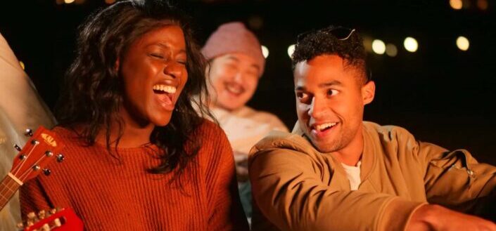 Friends Singing At Night