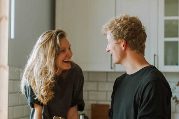 Man and woman in the kitchen together