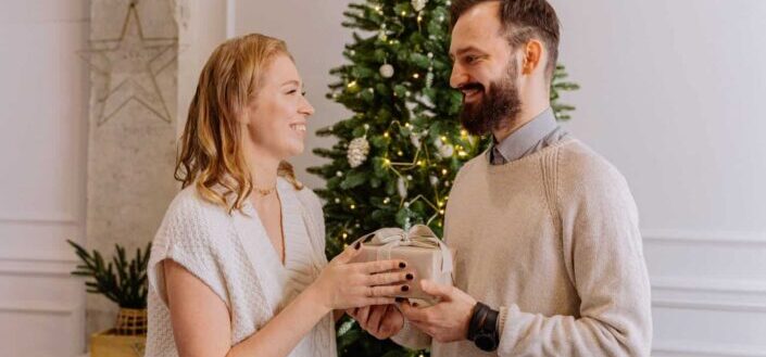 Man Giving a Gift to a Woman
