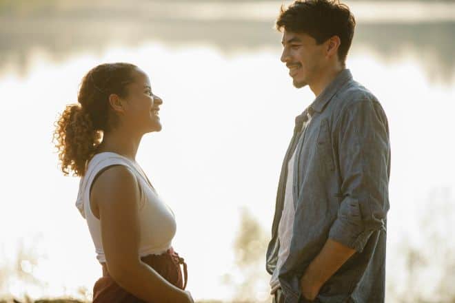 Young Couple Looking at Each Other at Lakeside - Things to Talk About With Your Boyfriend