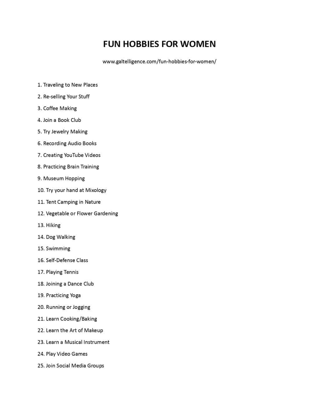 Printable/Downloadable List