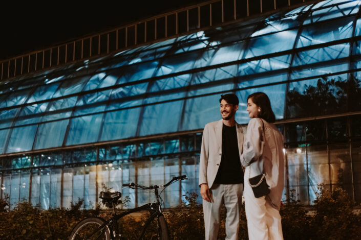 couple at street during night time