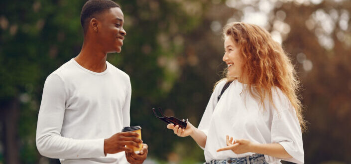 Man and Woman Smiling at Each Other