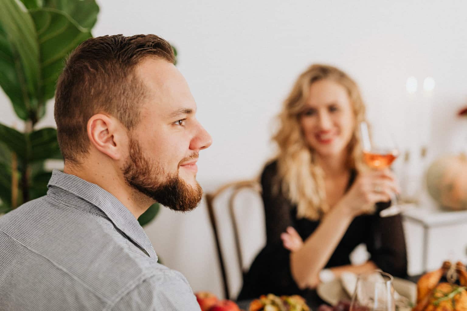 Couple having dinner together