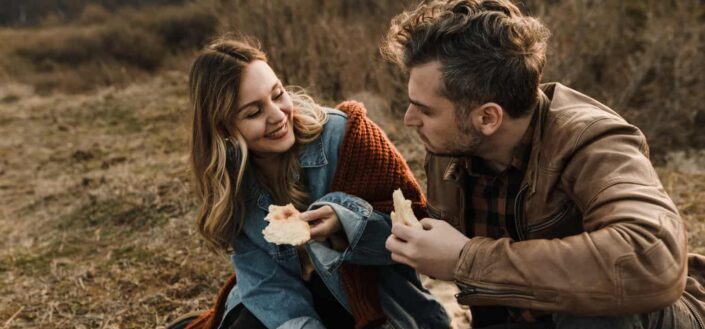 Couple sitting and looking at each other