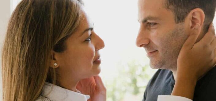 Man and woman looking at each other