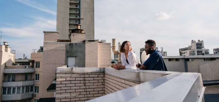 man and woman talking to each other
