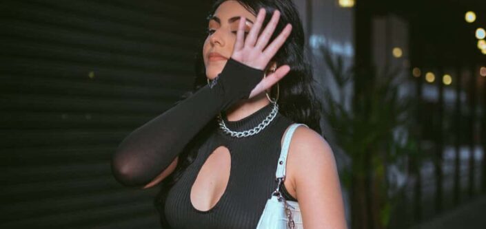woman in fashionable black dress