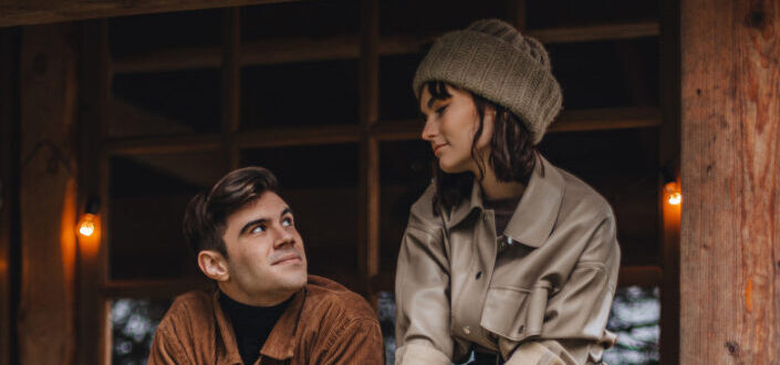 man and woman exchanging glances