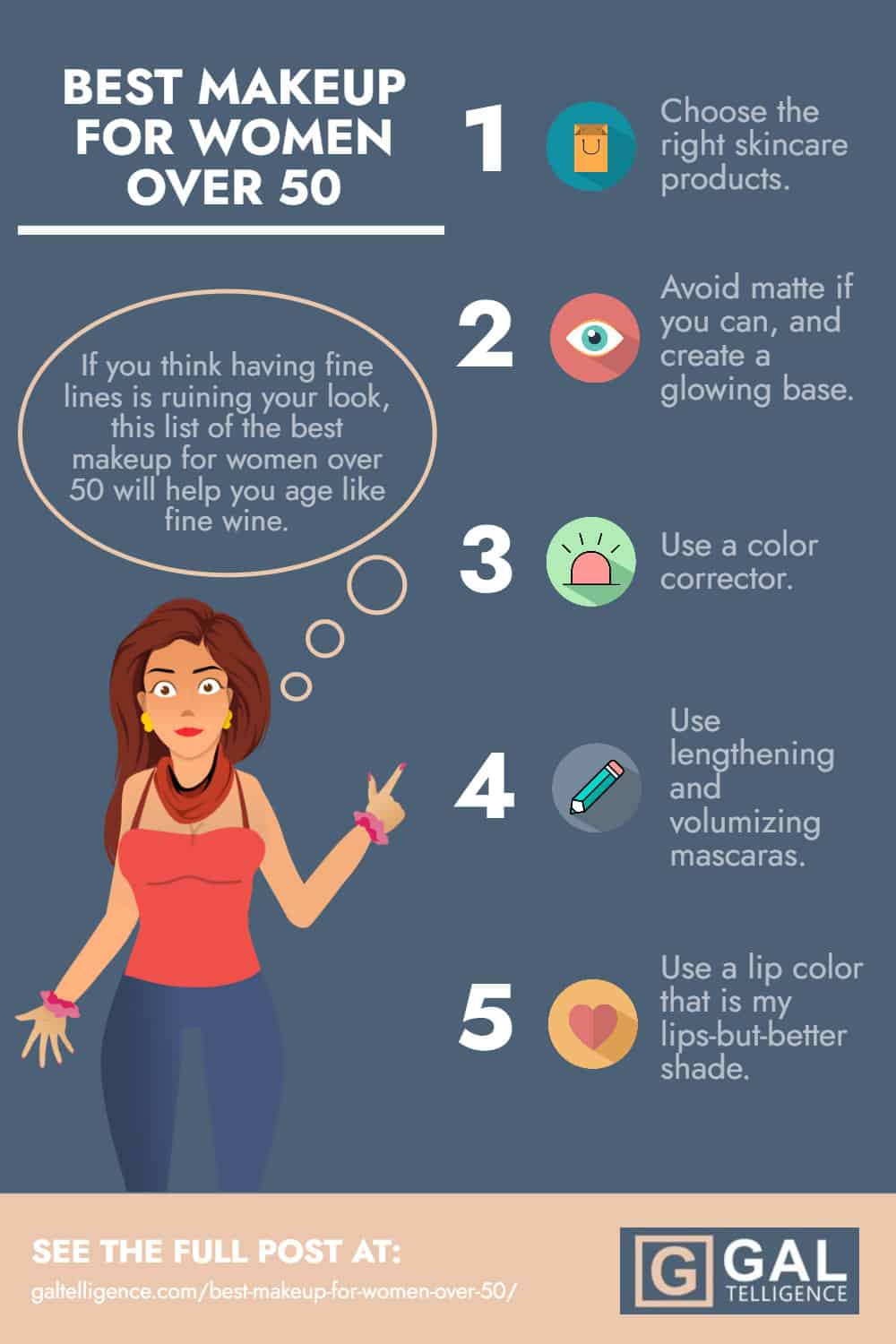 Best makeup for women over 50 - Infographic