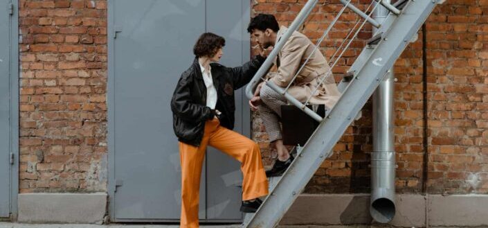 A couple looking at each other