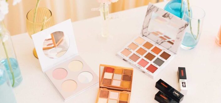 Assorted eye shadow and blusher palette
