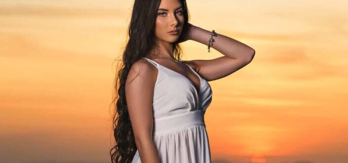 Brunette woman in dress