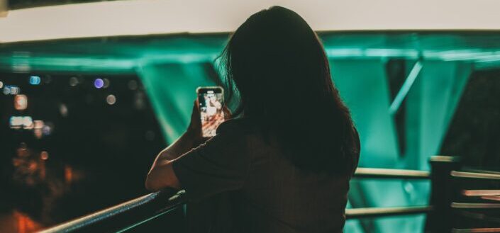 woman texting late at night