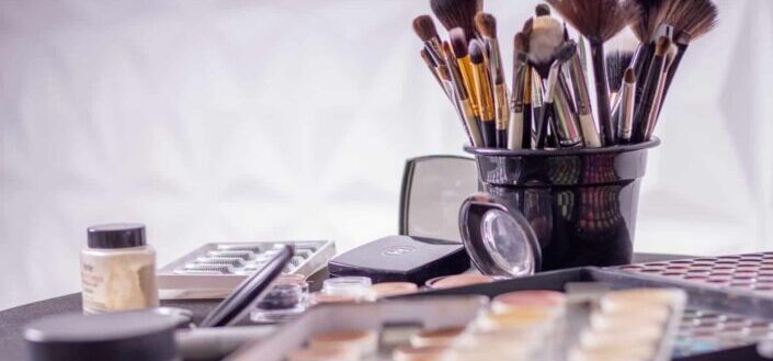 Makeup brush on black container