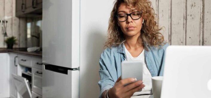 Woman using her mobile phone