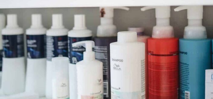 Plastic bottles on shelf