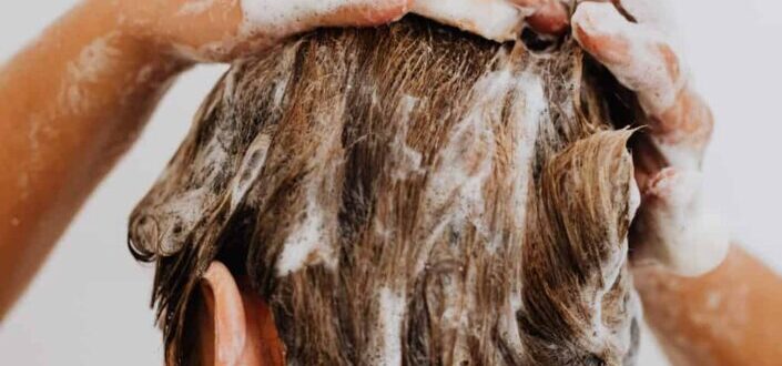 Woman washing her hair