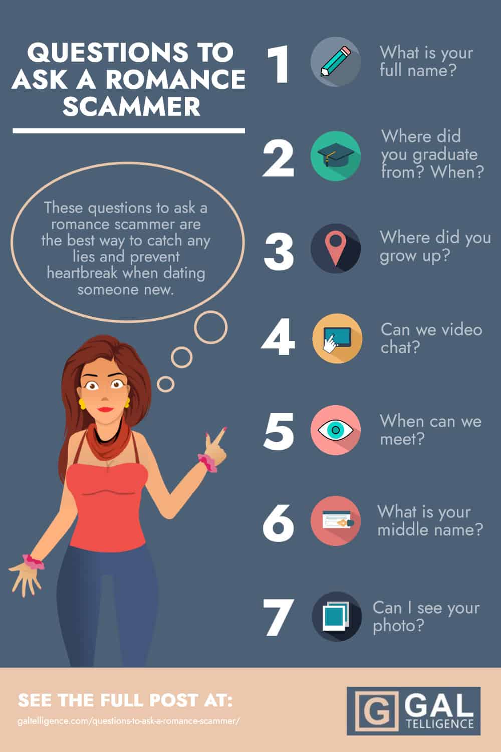Infographic - Questions to Ask a Romance Scammer