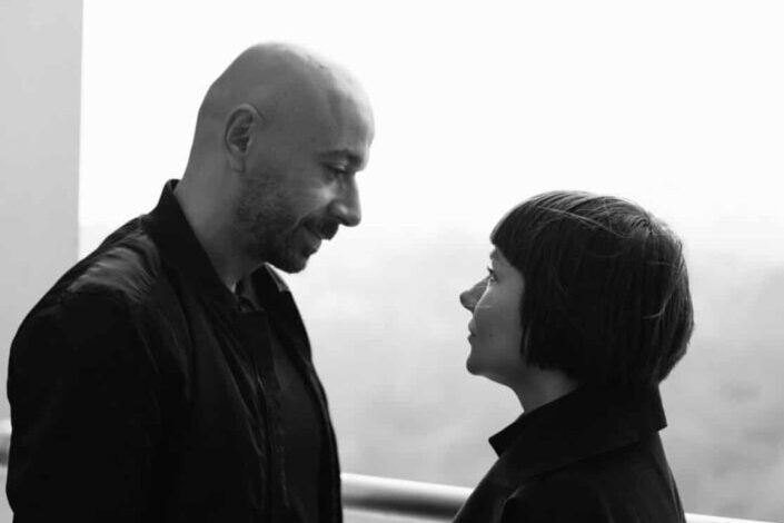 romantic couple looking at each other